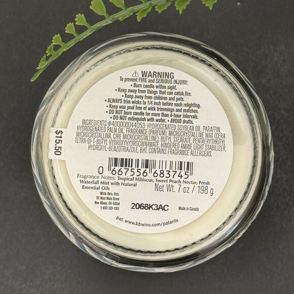 BBW Hibiscus Waterfall White Barn Bath & Body Works Mason Jar Single Wick Candle - Picture 10 of 10